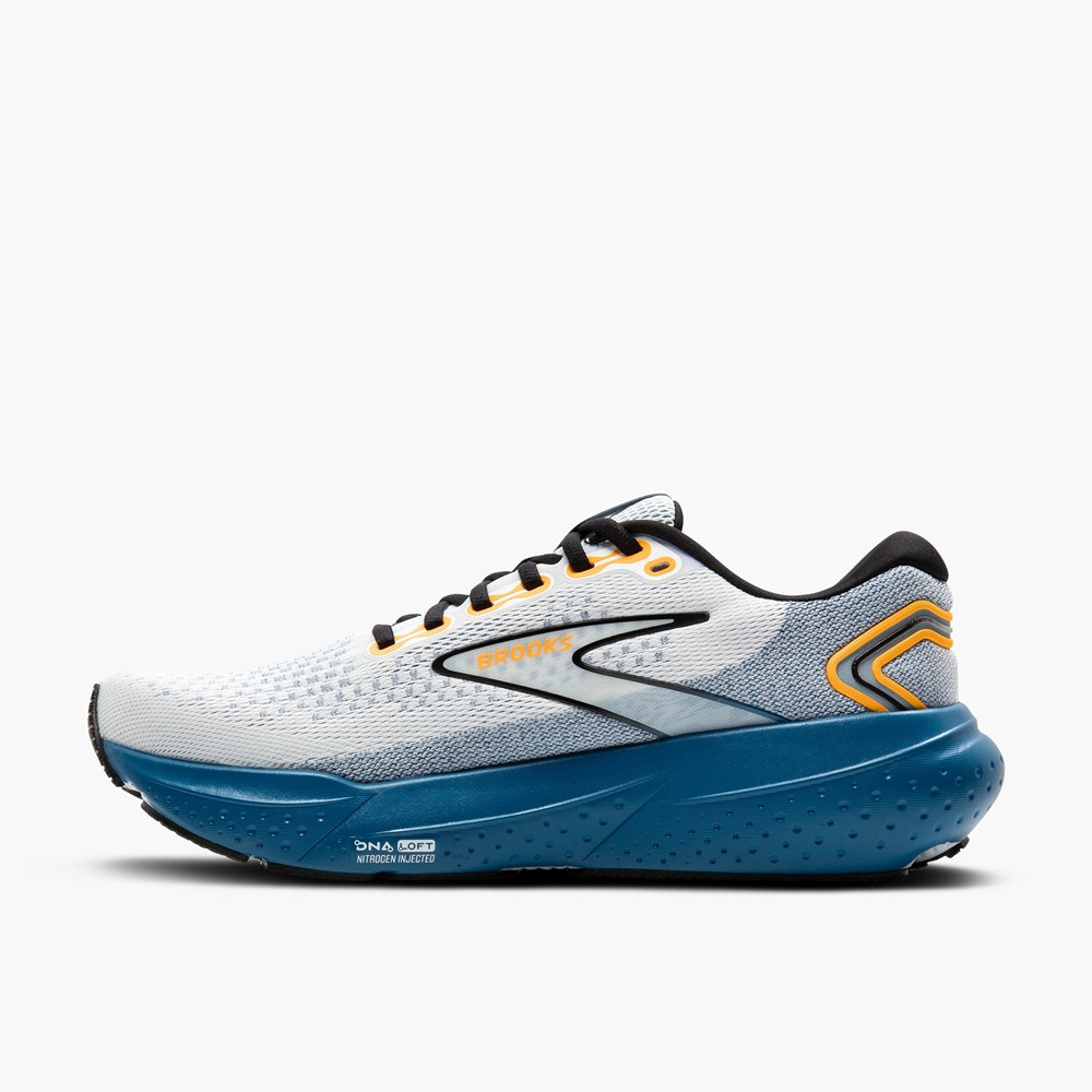 Chaussures Running Route Brooks Glycerin 21 Blanche Bleu Orange Homme | OPH-5136643